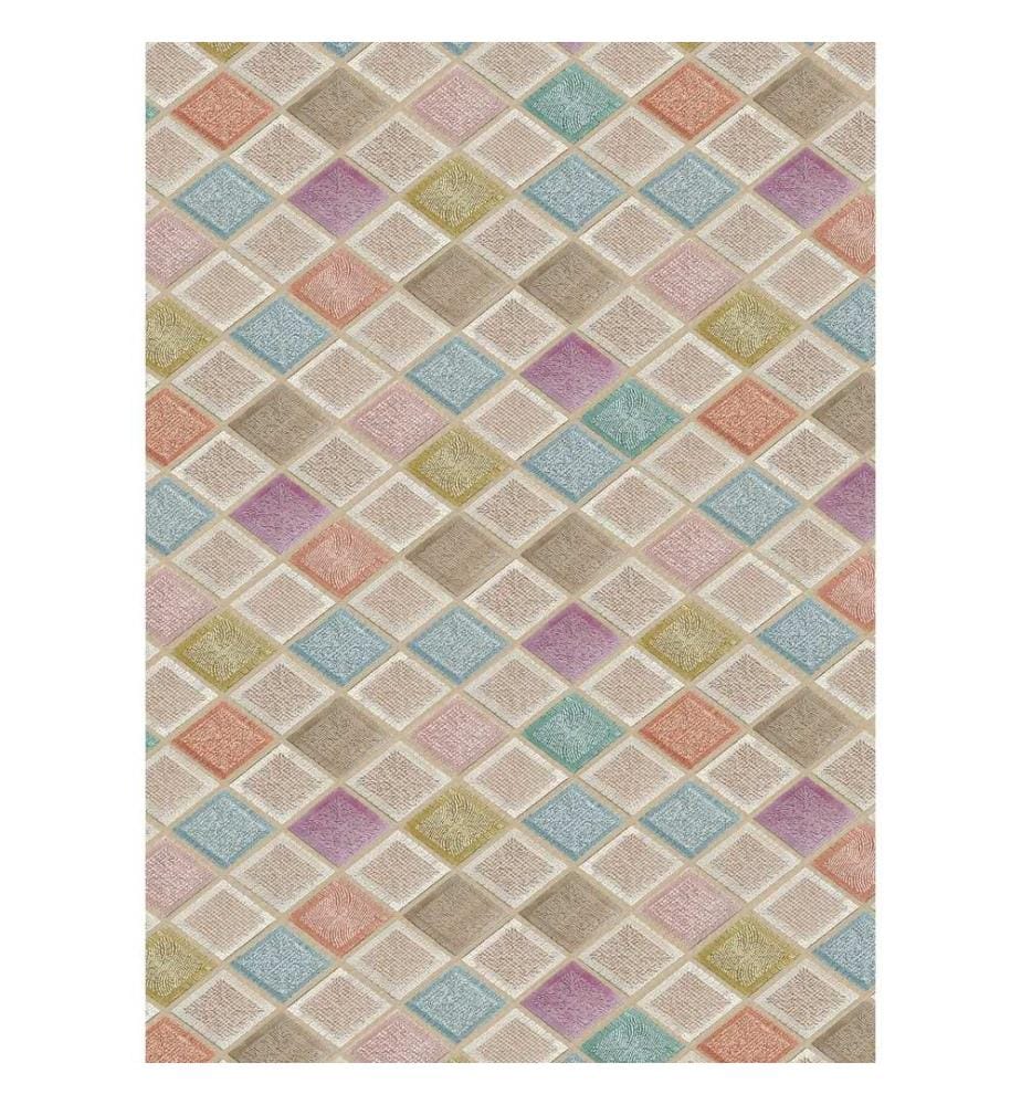 Teppich, Puder, Rosa, Lachs, Blau, Lachs, Blau, Nerz, 100% Polyester, 80 x 50 cm