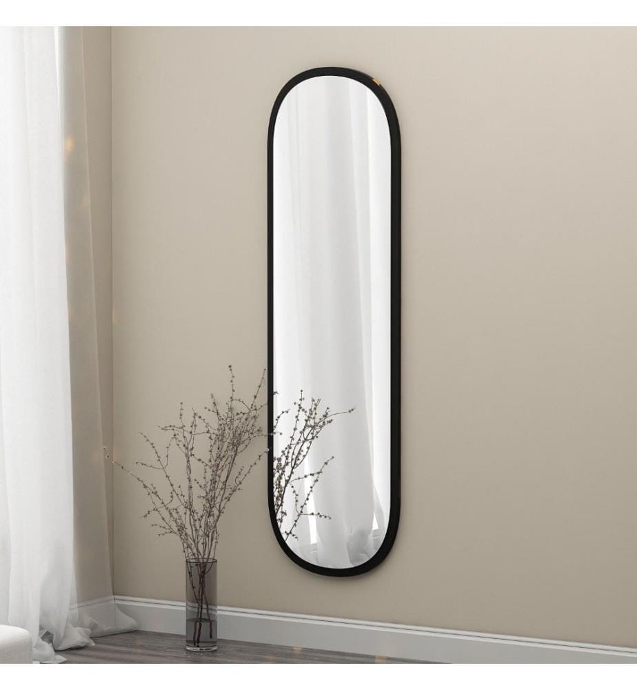 Specchio, nero, MDF, vetro ovale Pier