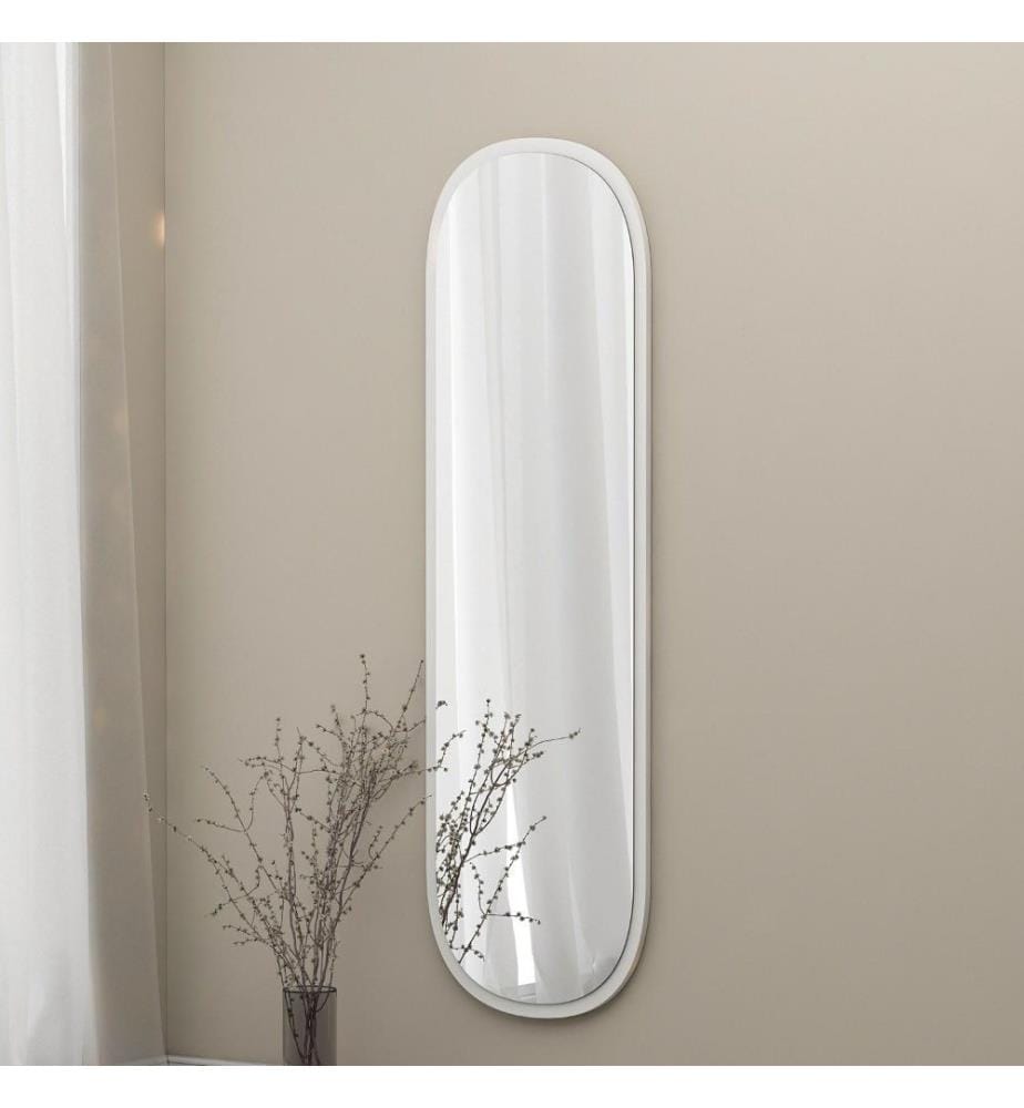 Specchio, Bianco, MDF, vetro ovale Pier