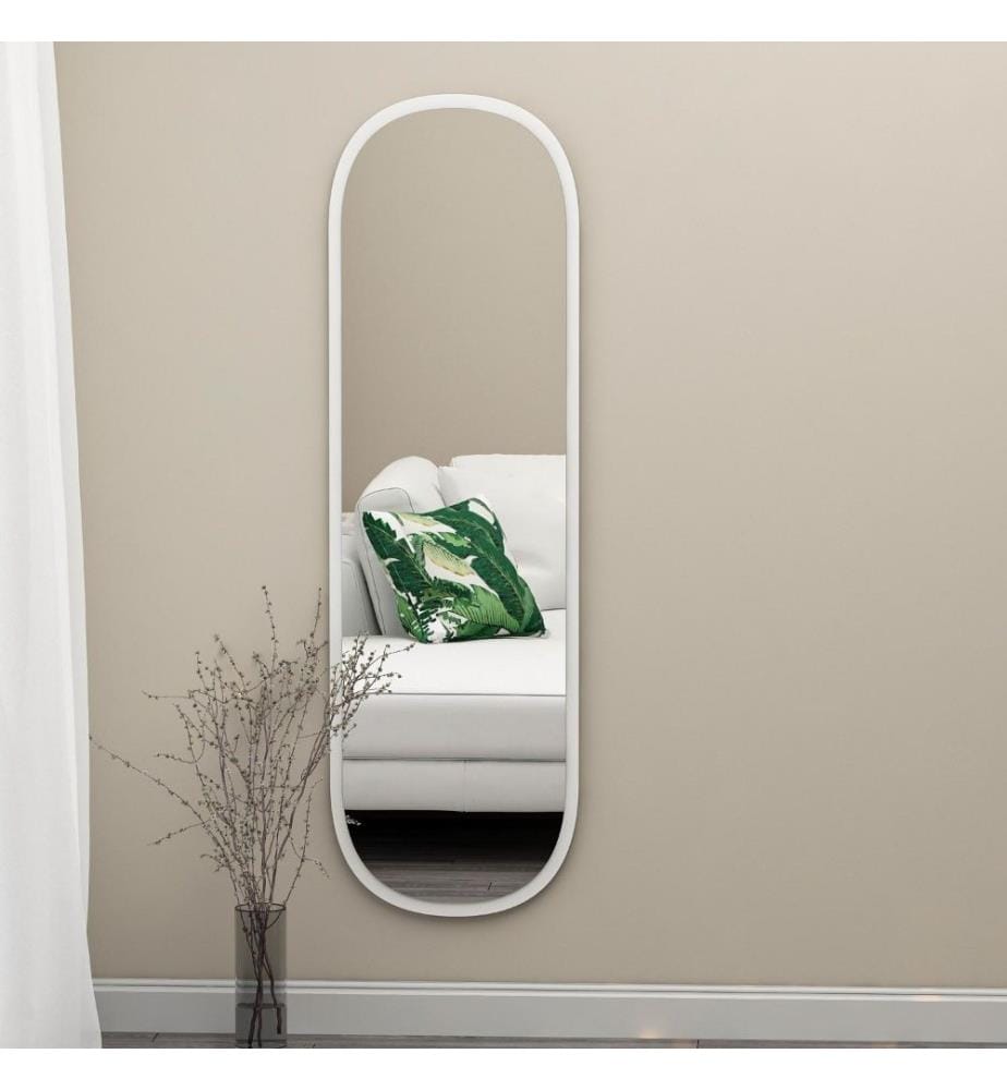 Specchio, Bianco, MDF, vetro ovale Pier