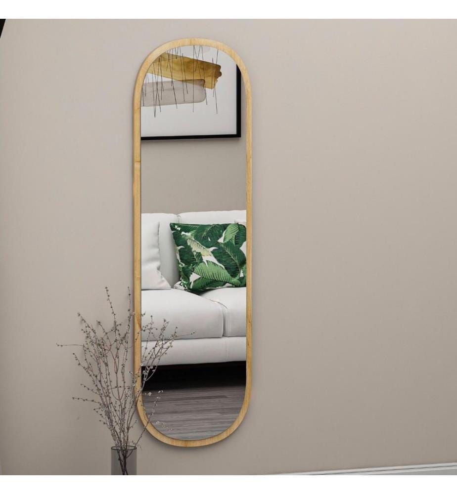 Specchio, naturale, MDF, specchio ovale a figura intera