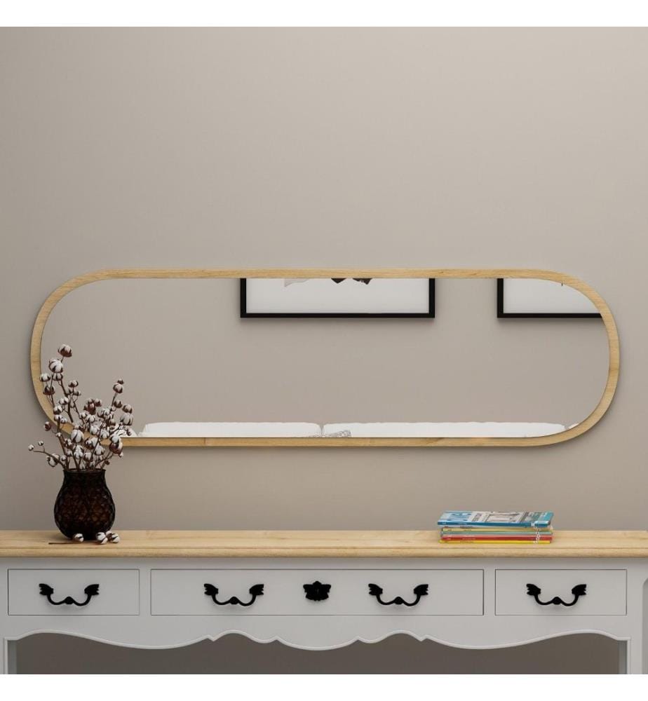 Specchio, naturale, MDF, specchio ovale a figura intera