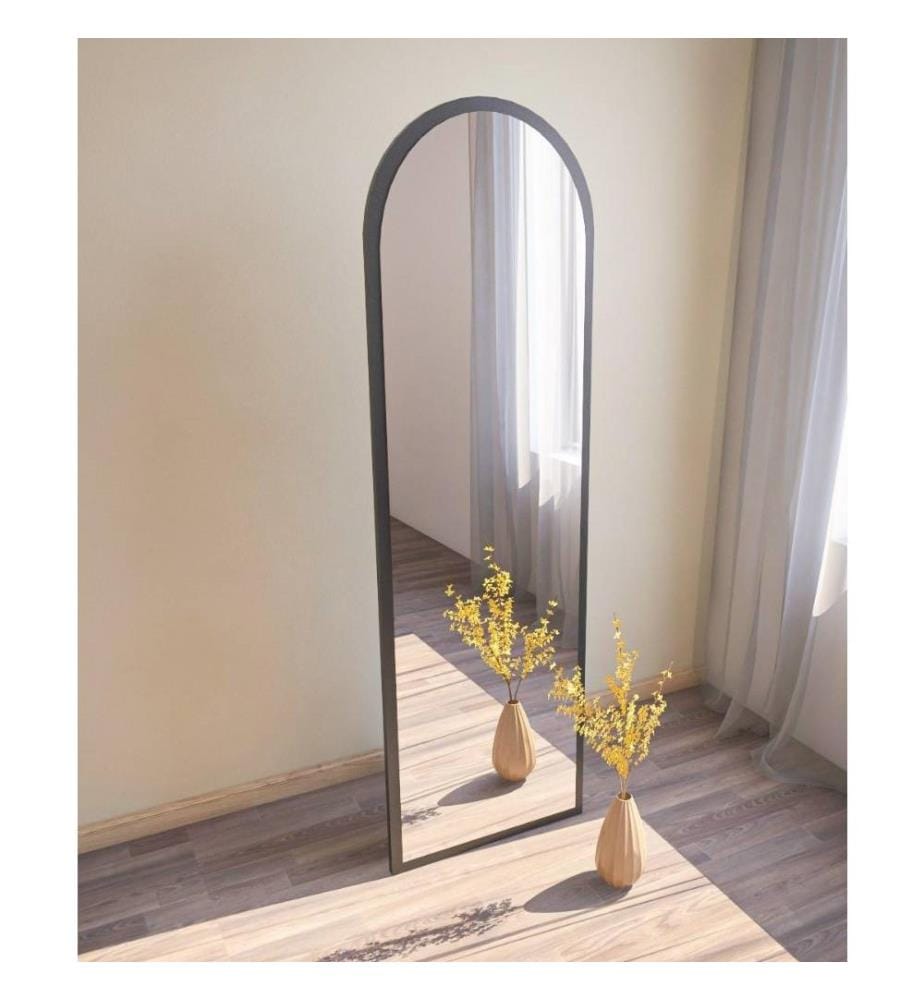 Spiegel, Schwarz, MDF, Oval Pier Glas