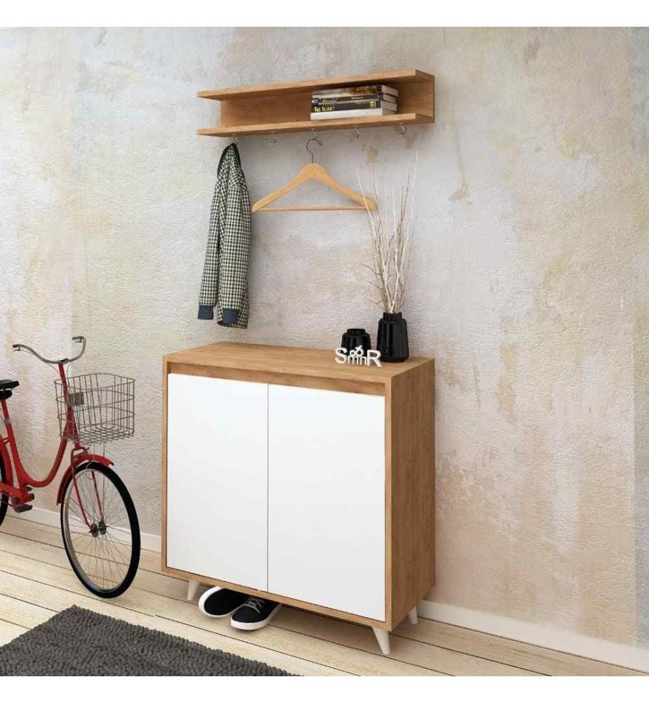 Hall Stand, Oak White, Melamine Coated Particle Board