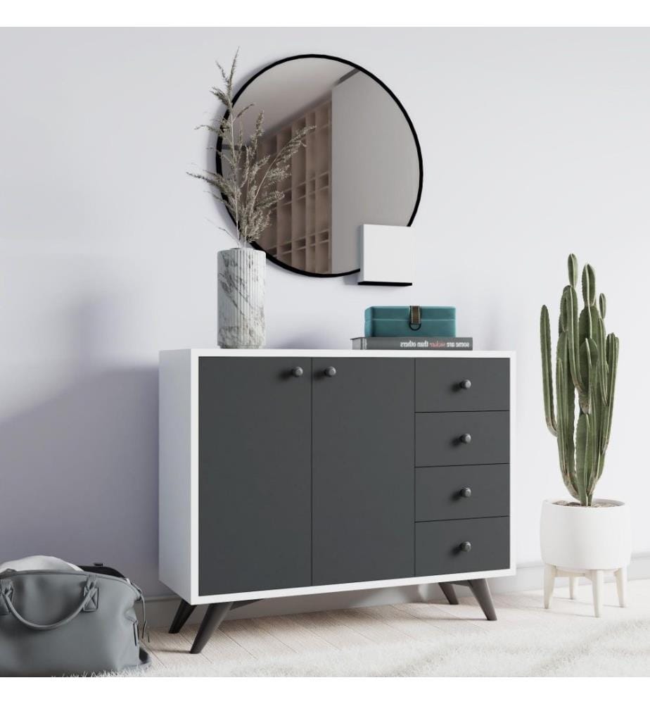 Armoire polyvalente, blanc anthracite, panneau de particules mélaminé
