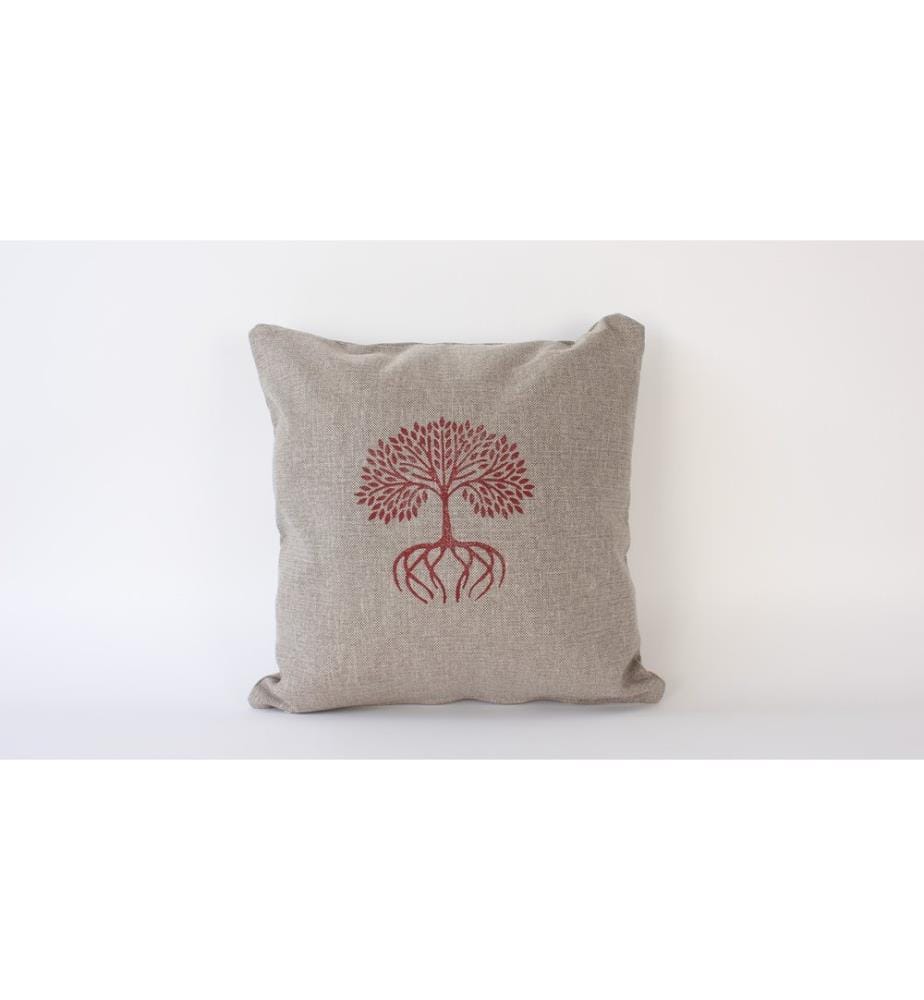 Housse de coussin, marron, 100 % LIN