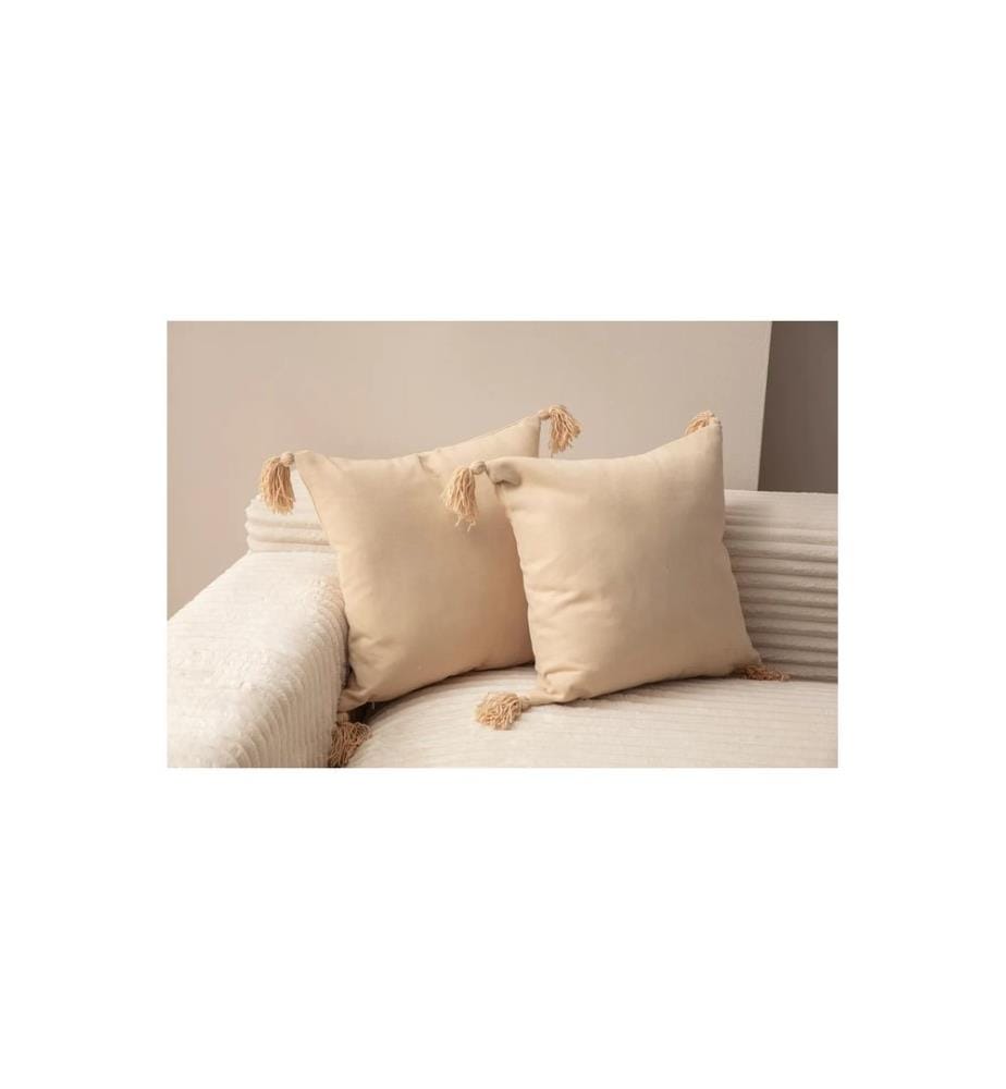 Ensemble de housses de coussin, 2 pièces, beige, tissu : 100 % POLYESTER