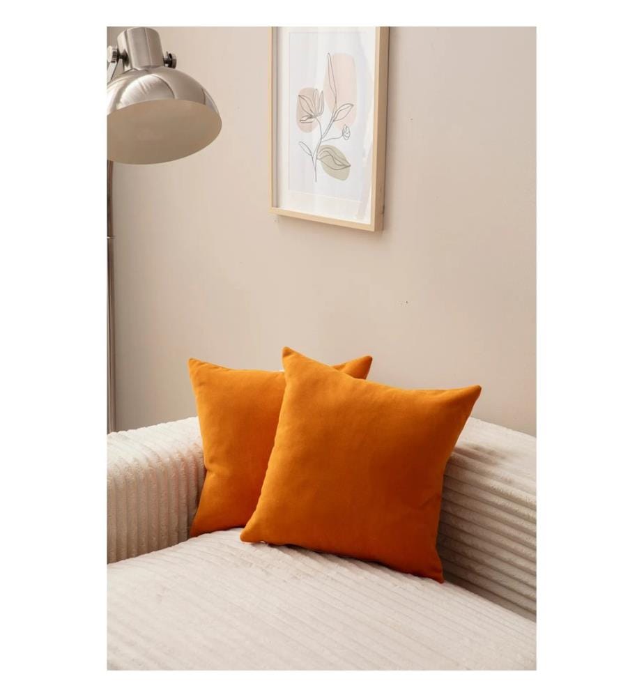 Ensemble de housses de coussin, 2 pièces, orange, tissu : 100 % POLYESTER