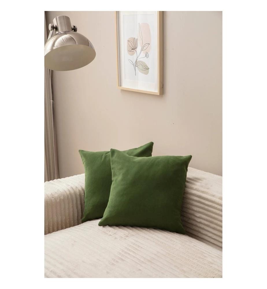 Ensemble de housses de coussin, 2 pièces, vert, tissu : 100 % POLYESTER