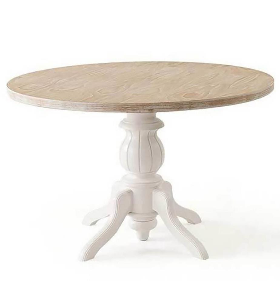 Table de salle à manger, blanc, chêne, bois massif