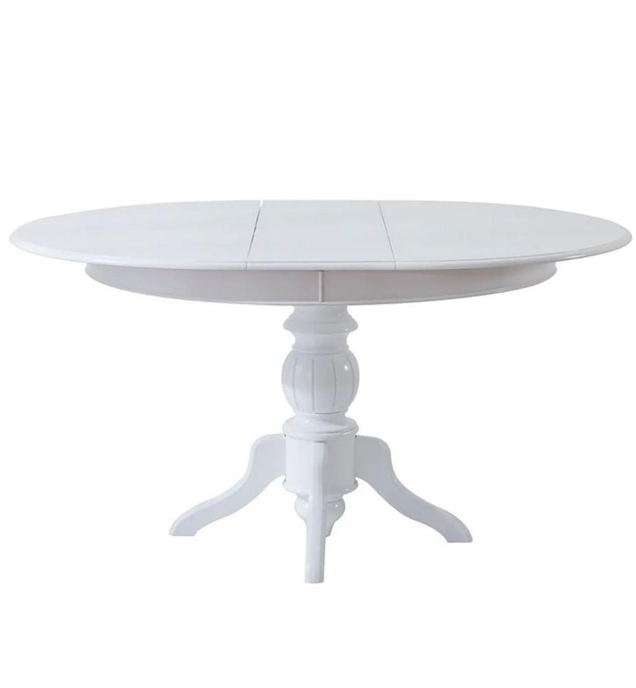 Extendable Dining Table, White, Solid Wood