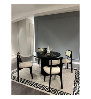 Ensemble table et chaises, 5 pièces, noir, blanc, hêtre