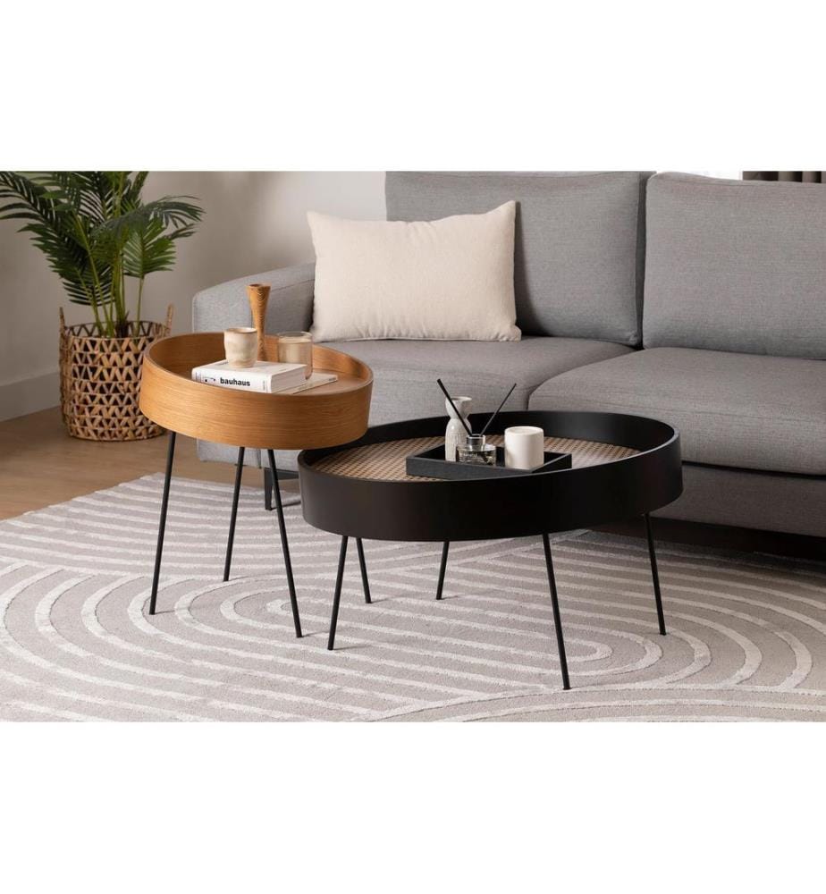 Table d'appoint, naturel, bois, 100 % MDF, pieds en métal