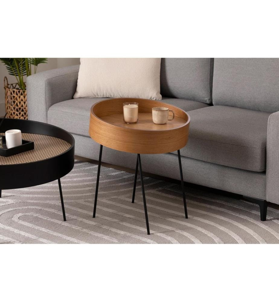 Table d'appoint, naturel, bois, 100 % MDF, pieds en métal