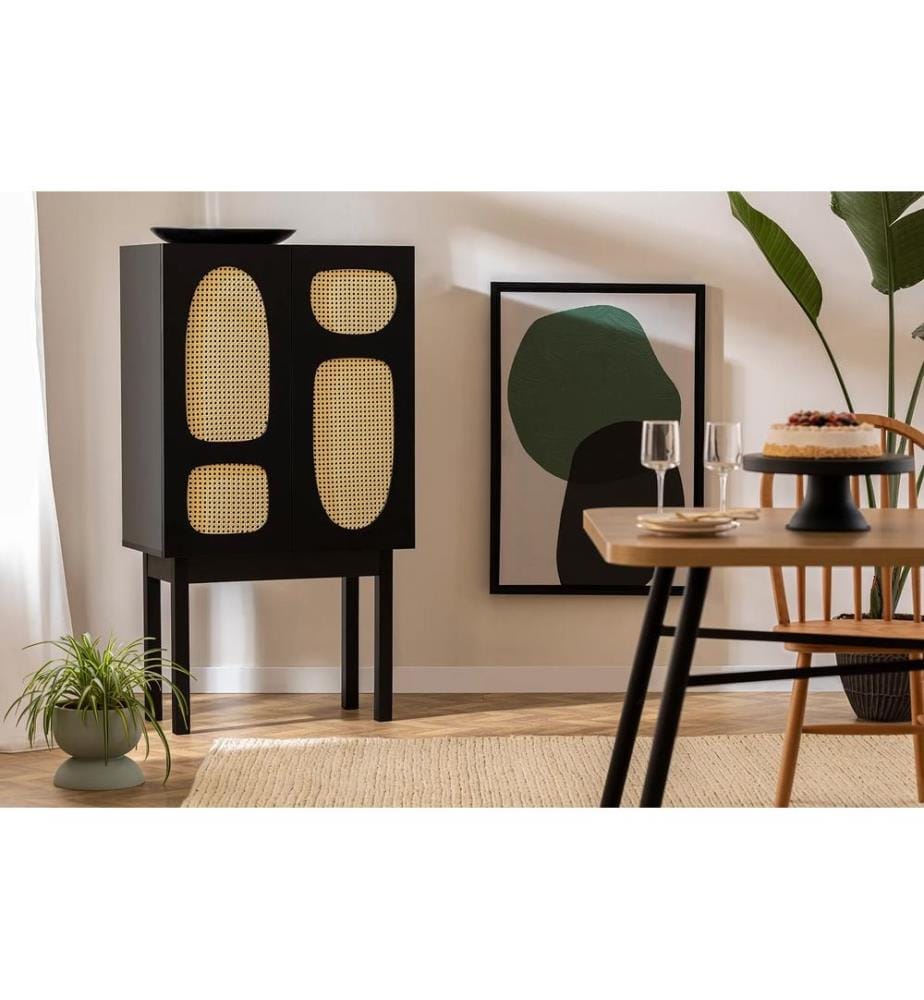 Console, Black, Melamine Coated Chipboard, Wooden Legs