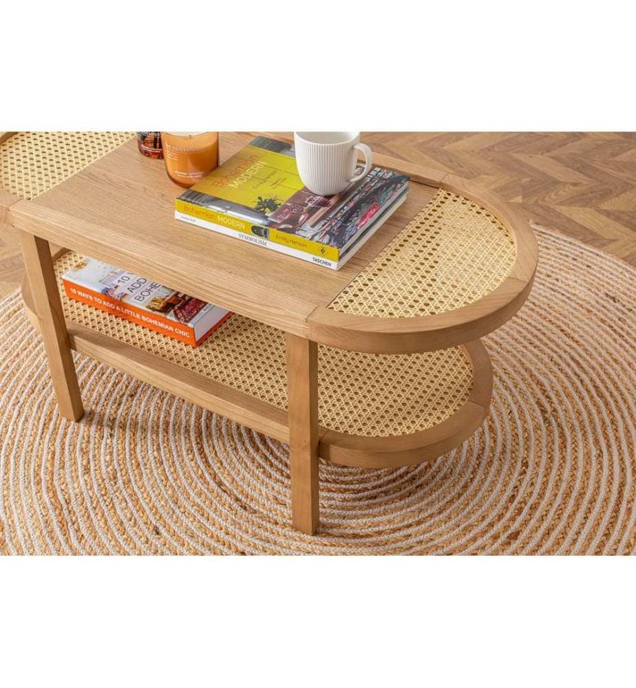 Couchtisch, natur, 100 % Eschenholz, MDF-Tischplatte