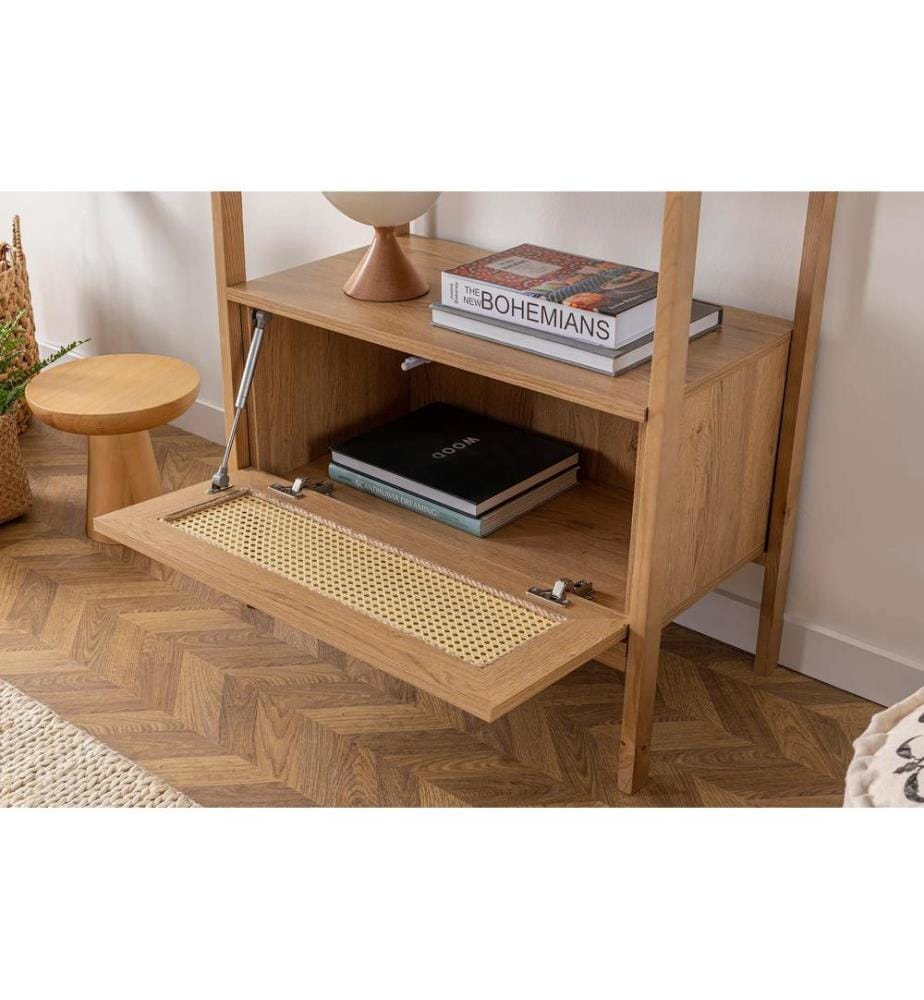 Bücherregal, Natur, Melaminbeschichtete Spanplatte, Holzbeine
