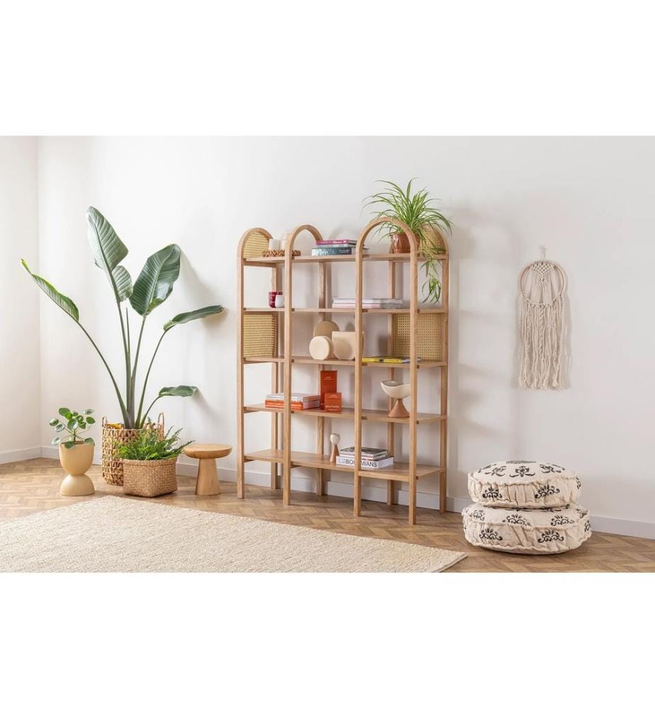 Bücherregal, Natur, Melaminbeschichtete Spanplatte, Holzbeine