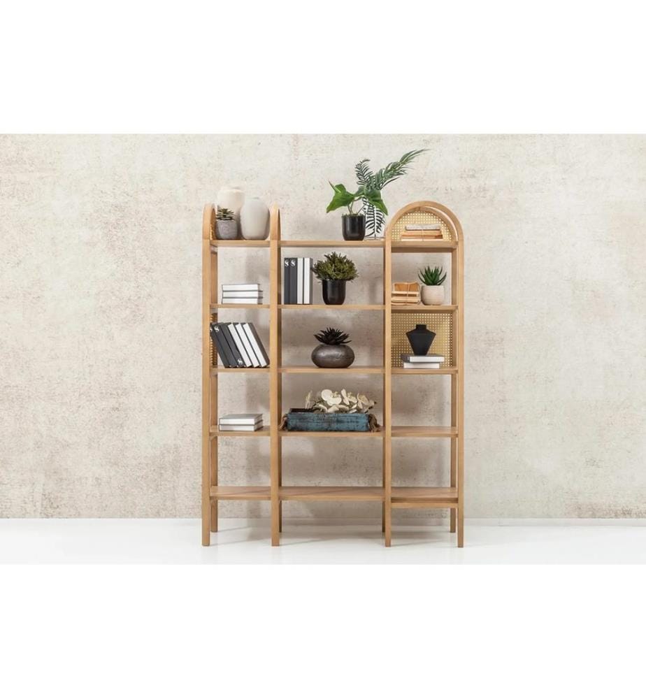 Bücherregal, Natur, Melaminbeschichtete Spanplatte, Holzbeine