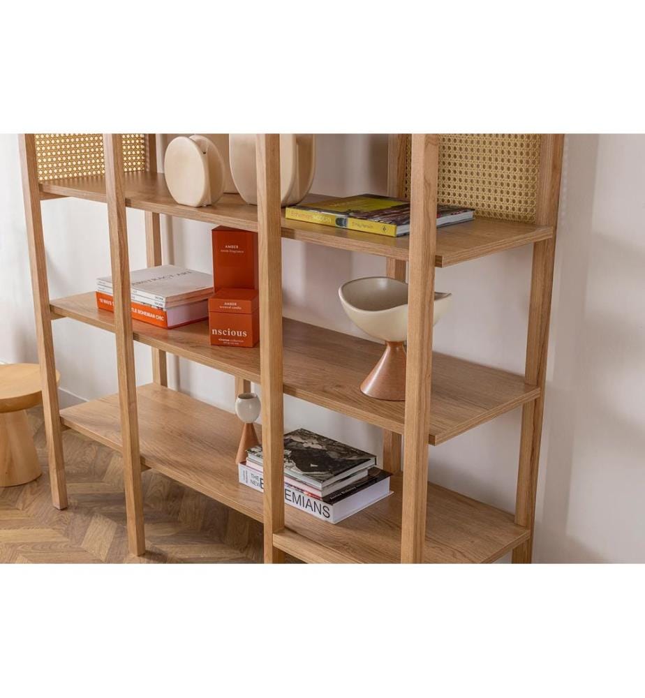 Bücherregal, Natur, Melaminbeschichtete Spanplatte, Holzbeine