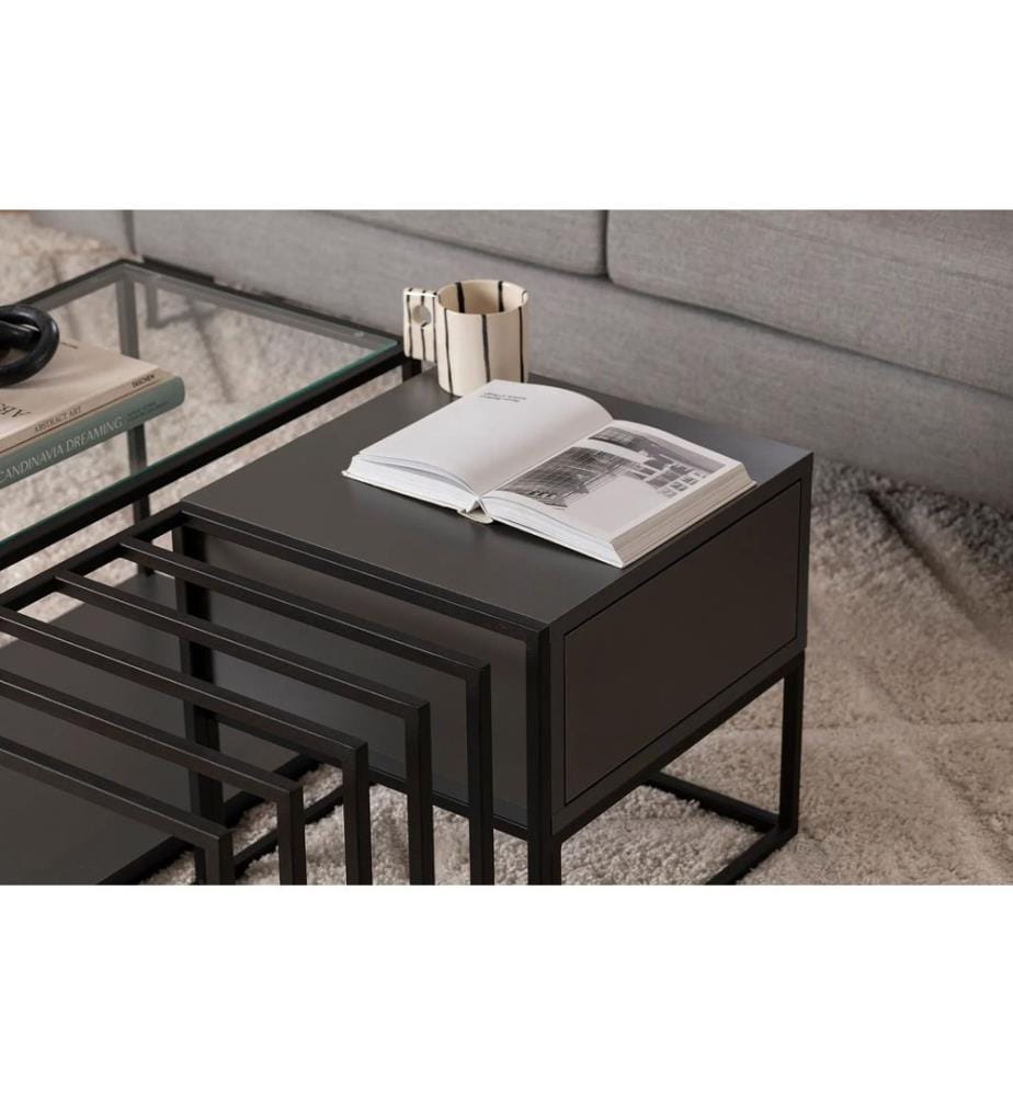 Couchtisch, Schwarz, 100 % MELAMINBESCHICHTETE SPANPLATTE, Metallbeine