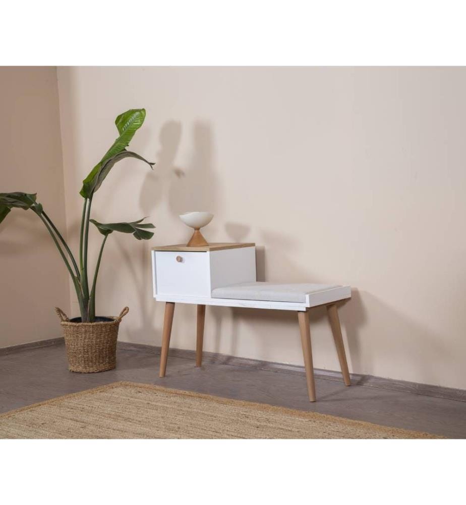 Bank, Weiss, Eiche, 100 % MDF