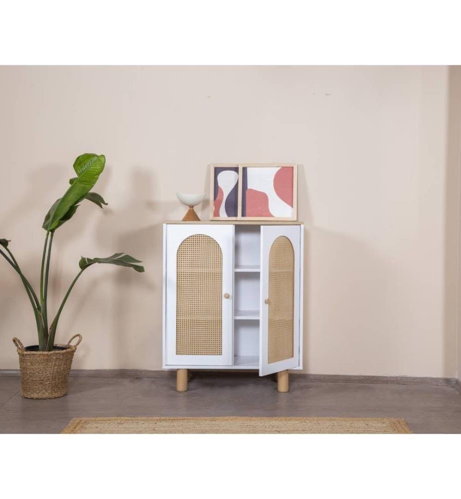 Buffet, blanc, chêne, 100 % MDF