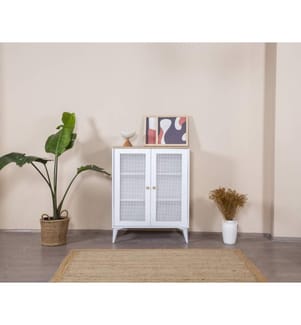 Buffet, blanc, chêne, 100 % MDF