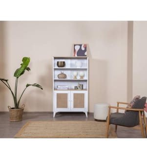 Libreria, bianca, rovere, 100% MDF