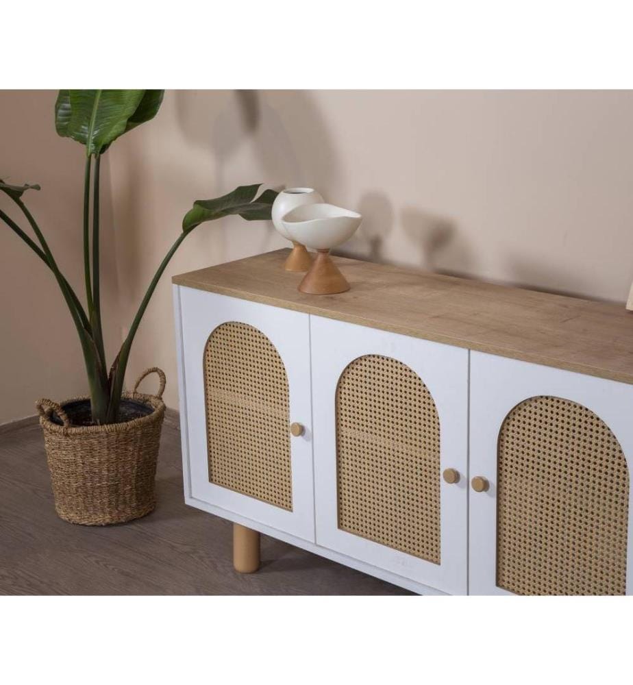 Console, blanc, chêne, 100 % MDF