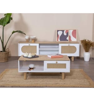 Couchtisch, Weiss, Eiche, 100 % MELAMINBESCHICHTETE SPANPLATTE