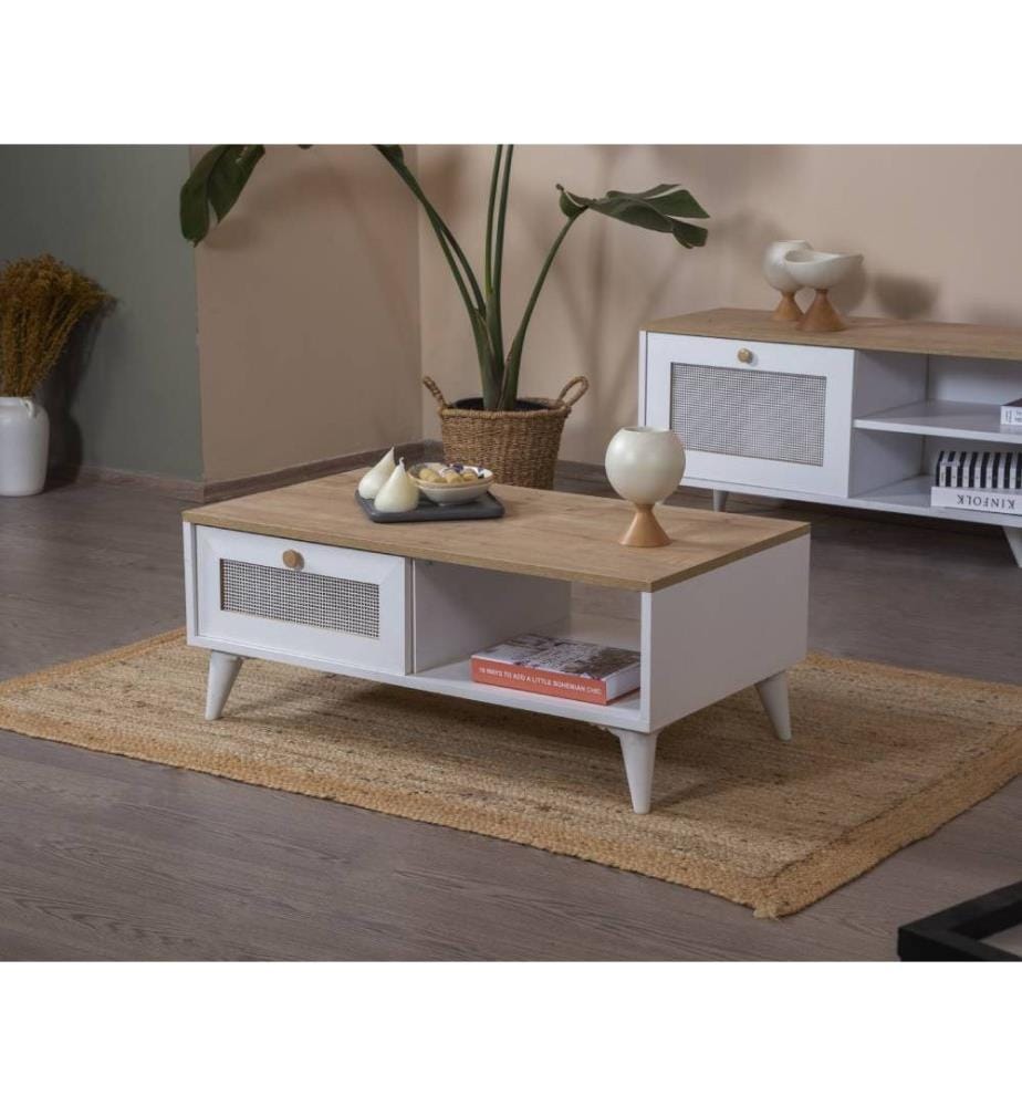Couchtisch, Weiss, Eiche, 100 % MELAMINBESCHICHTETE SPANPLATTE