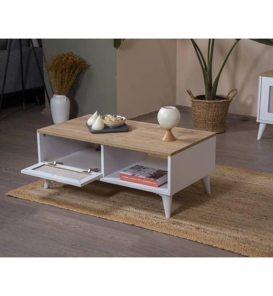 Couchtisch, Weiss, Eiche, 100 % MELAMINBESCHICHTETE SPANPLATTE
