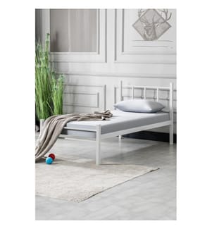 Letto singolo, bianco, 100% METALLO