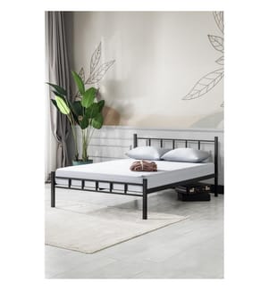 Letto matrimoniale, nero, 100% METALLO