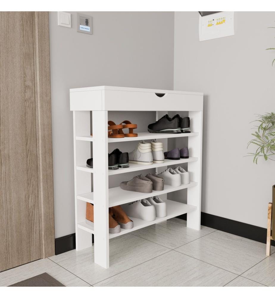 Meuble à chaussures, blanc, 100 % aggloméré mélaminé
