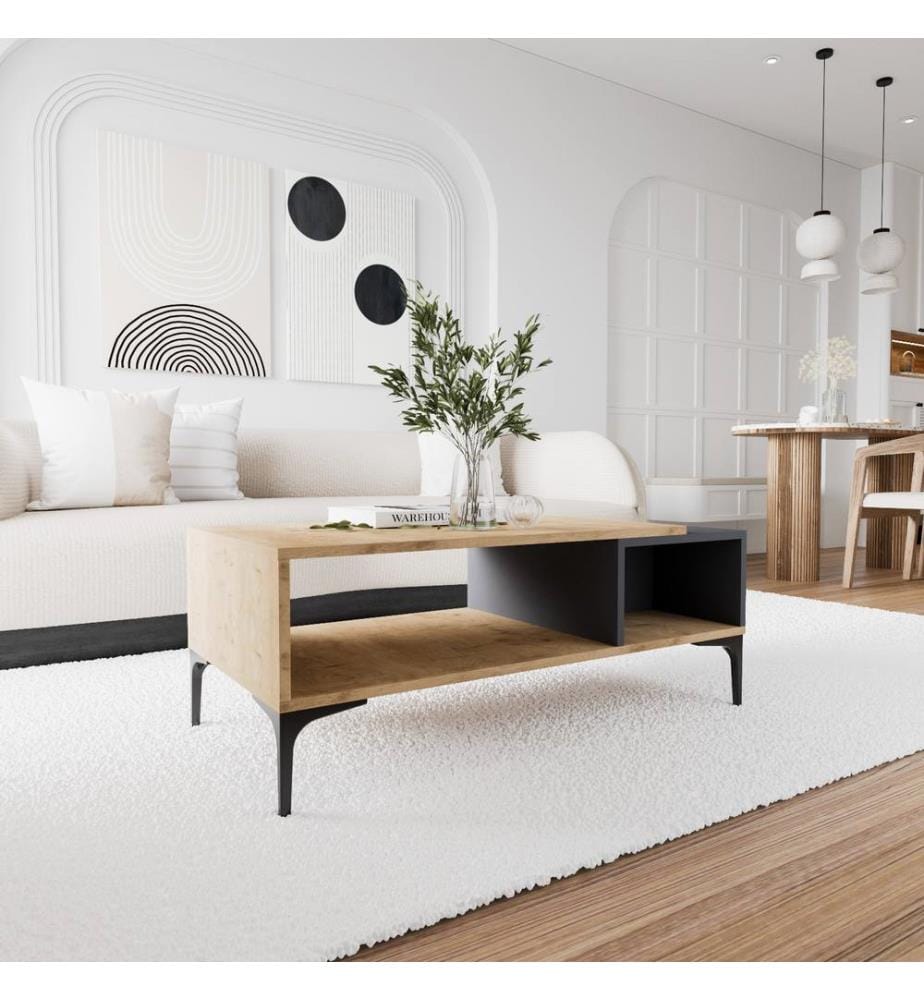 Tavolino, antracite, rovere, 100% MELAMMINA RIVESTITA