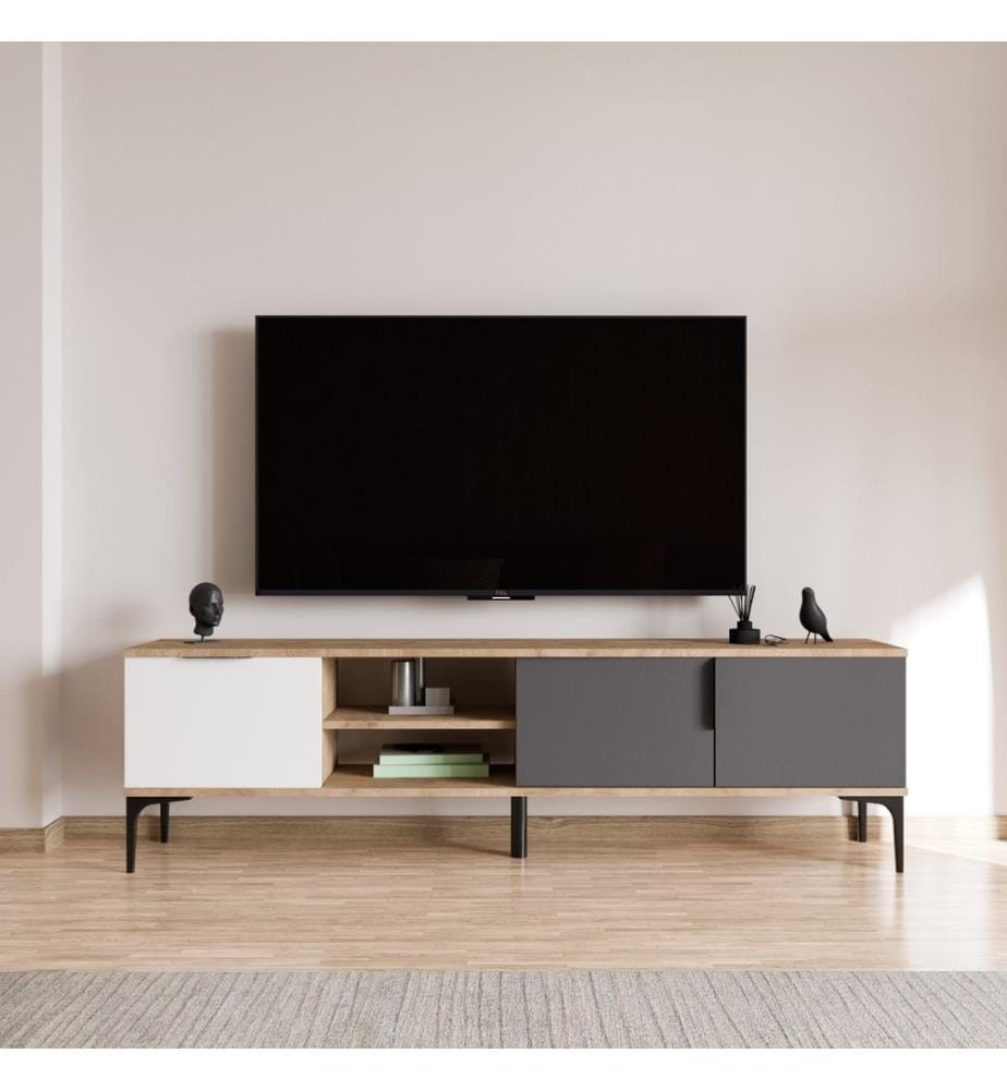 TV-Ständer, weiss, anthrazit, Eiche, 100 % MELAMINBESCHICHTETE SPANPLATTE