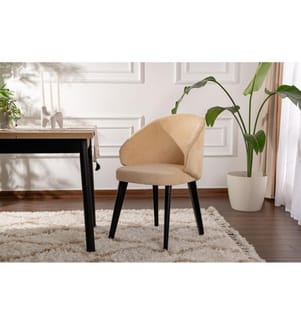 Set di sedie, 2 pezzi, beige, nero, struttura: 100% FAGGIO, tessuto: 100% COTONE, gambe in legno