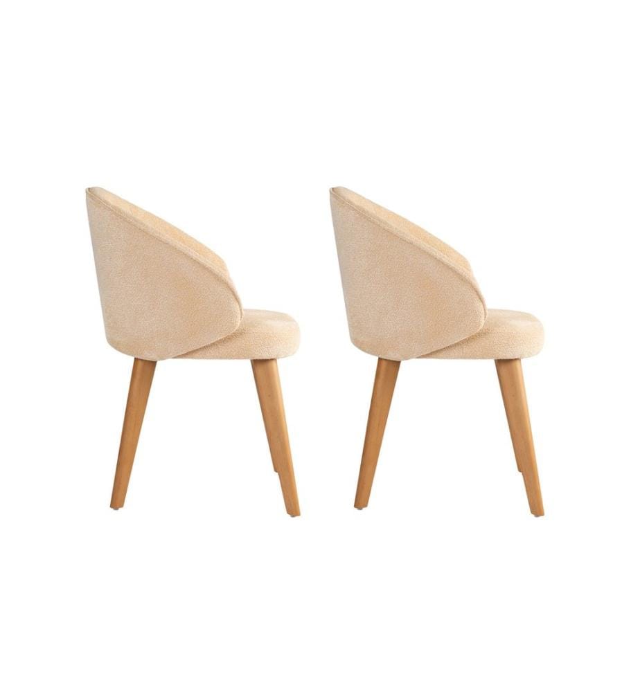 Stuhlset, 2 Stück, beige, dunkle Eiche, Gestell: 100 % BUCHENHOLZ, Stoff: 100 % BAUMWOLLE, Holzbeine