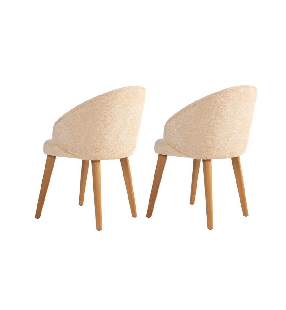 Stuhlset, 2 Stück, beige, dunkle Eiche, Gestell: 100 % BUCHENHOLZ, Stoff: 100 % BAUMWOLLE, Holzbeine