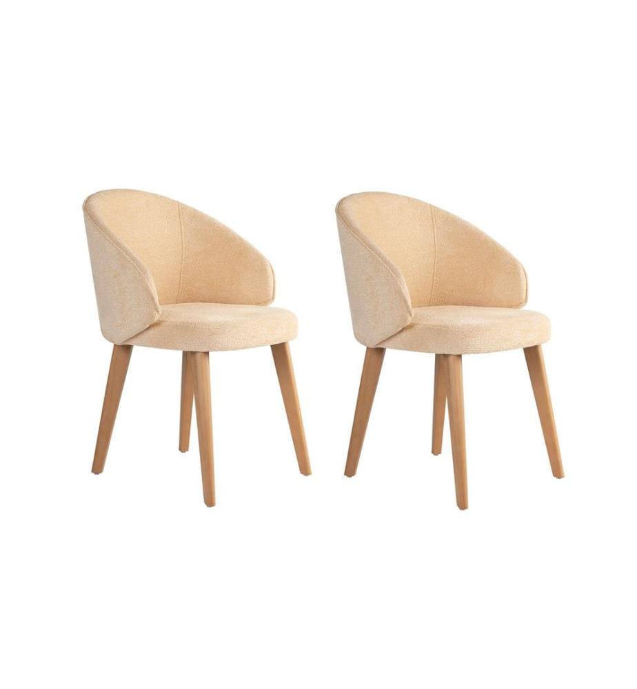 Stuhlset, 2 Stück, beige, helle Eiche, Gestell: 100 % BUCHENHOLZ, Stoff: 100 % BAUMWOLLE, Holzbeine
