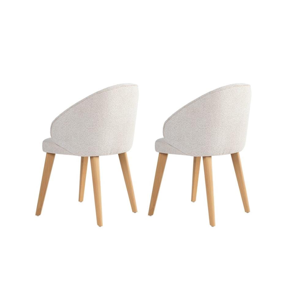 Ensemble de chaises, 2 pièces, blanc, chêne clair, structure : 100 % HÊTRE, tissu : 100 % COTON, pieds en bois