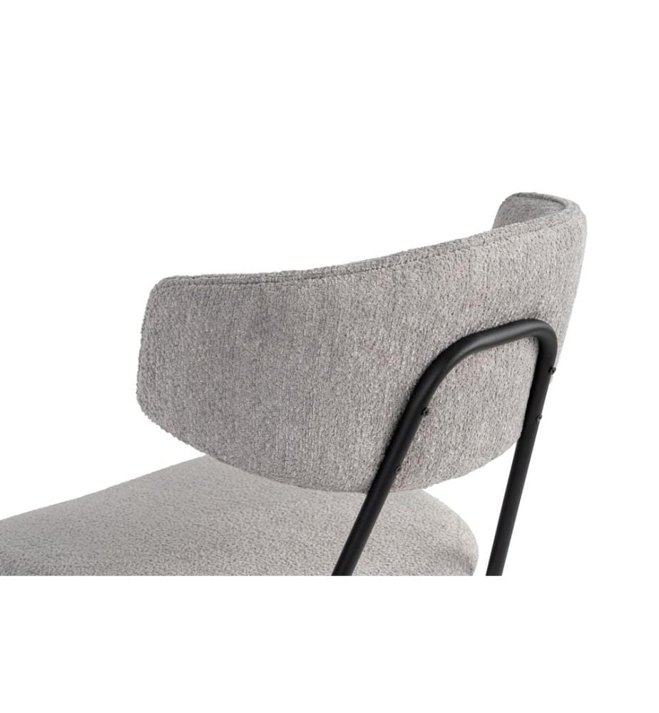 Ensemble de chaises, 2 pièces, gris, noir, structure : 100 % HÊTRE, tissu : 100 % COTON, pieds en métal