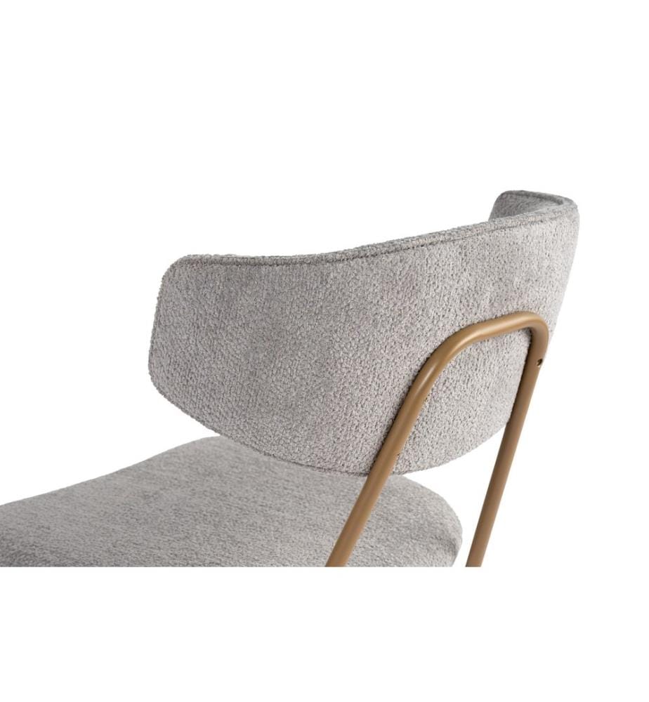 Ensemble de chaises, 2 pièces, gris, doré, structure : 100 % HÊTRE, tissu : 100 % COTON, pieds en métal