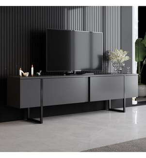 Stand De Télévision, Anthracite Plaque De Particules Recouvertes De Mélamine Noire, 100%