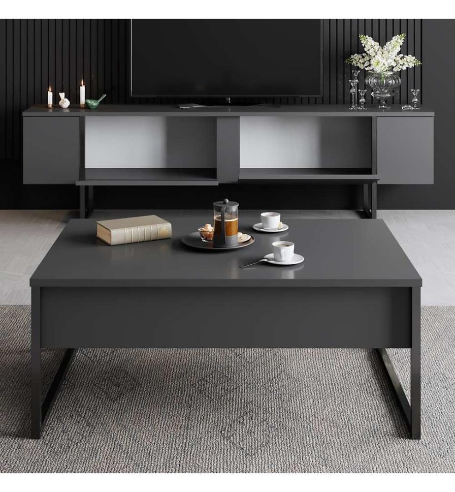 Stand De Télévision, Anthracite Plaque De Particules Recouvertes De Mélamine Noire, 100%