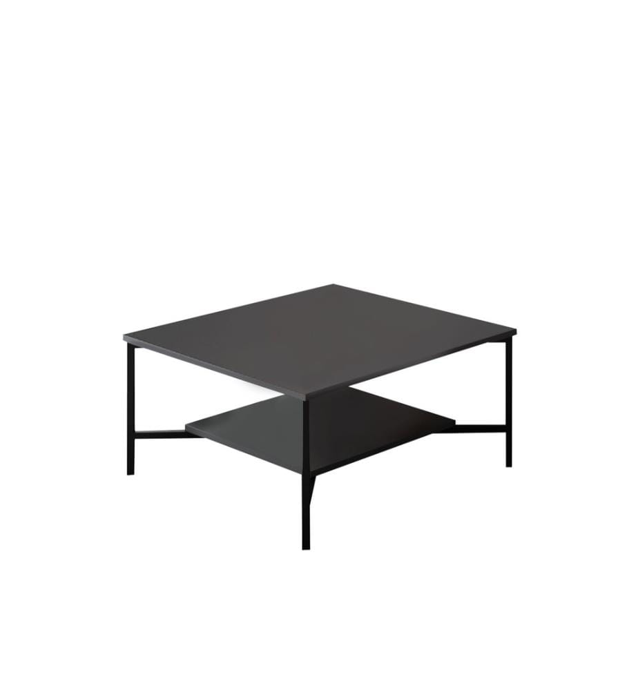 Table basse, anthracite, noir, panneau de particules mélaminé, pieds en métal