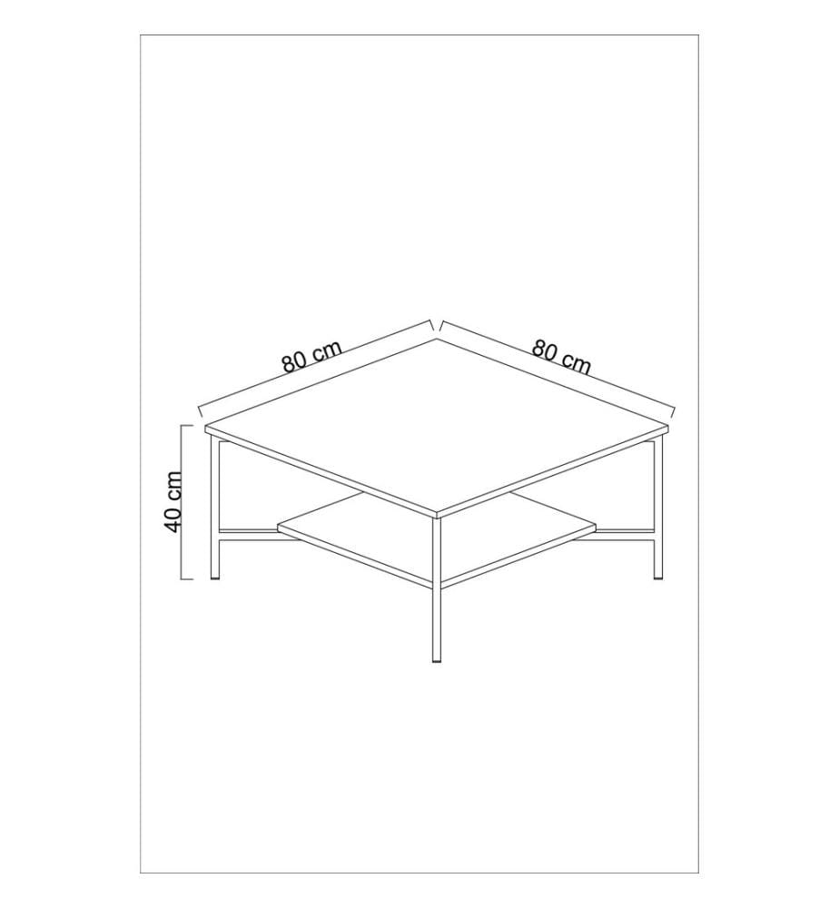 Table basse, anthracite, noir, panneau de particules mélaminé, pieds en métal