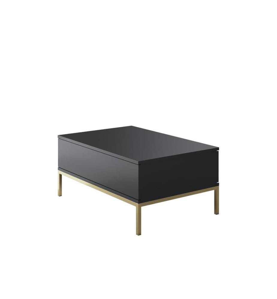 Table basse, anthracite, or, panneau de particules mélaminé, pieds en métal